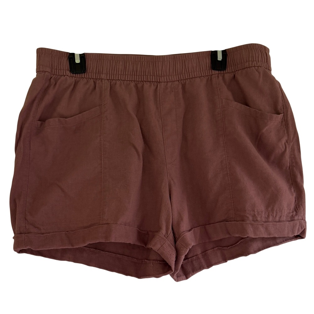 Old Navy Mauve Linen Blend Elastic Waist Pull On Shorts Large